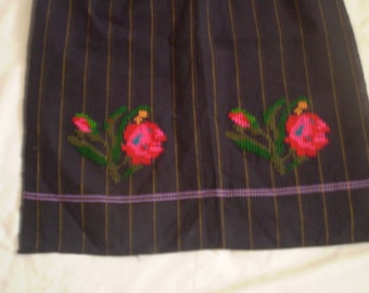 Folk Art women's costume - apron thin material hand woven and embroidered