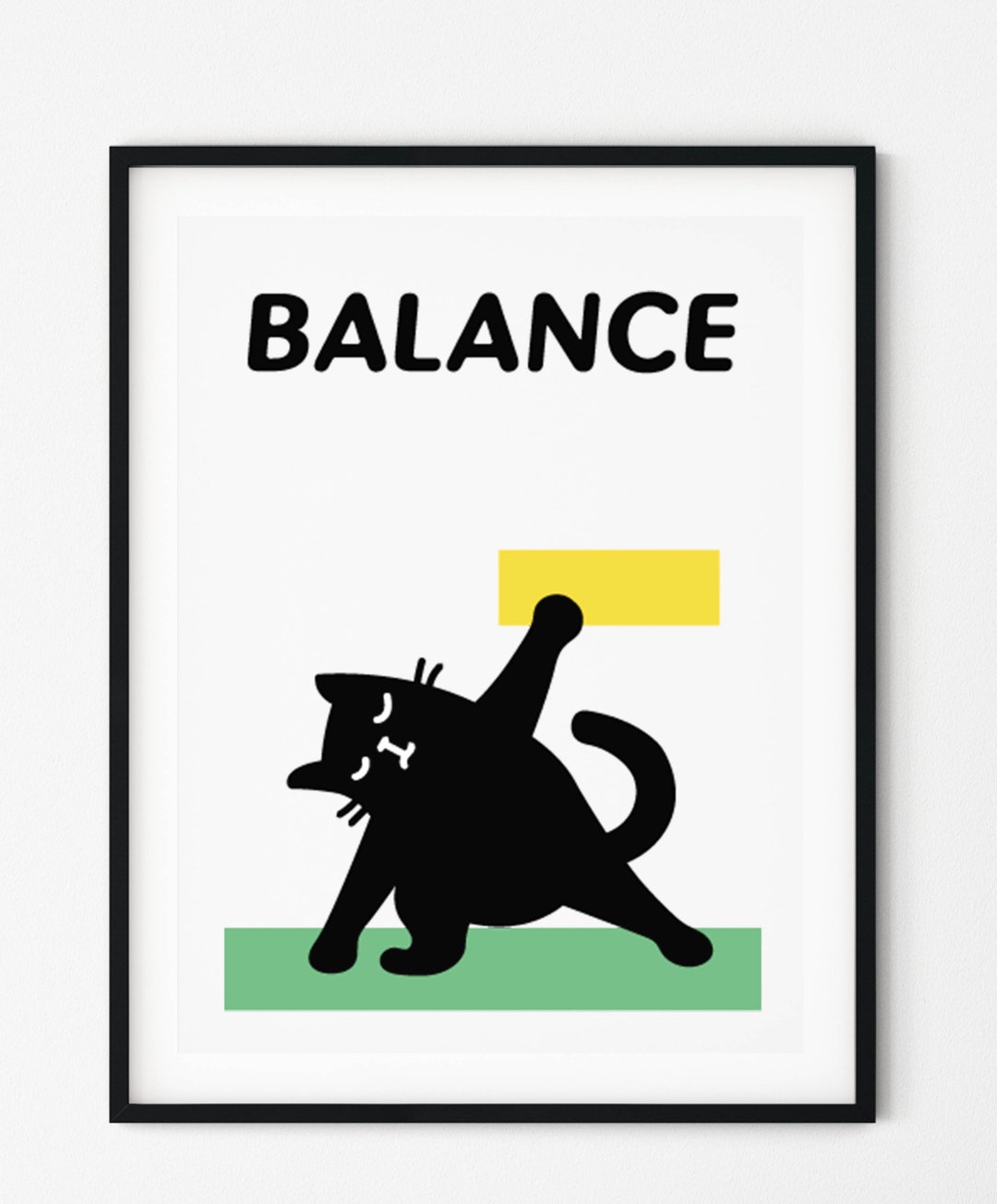 Yogi Cat Yoga Pose Yoga Poster Yoga Wall Decor Balance Etsy