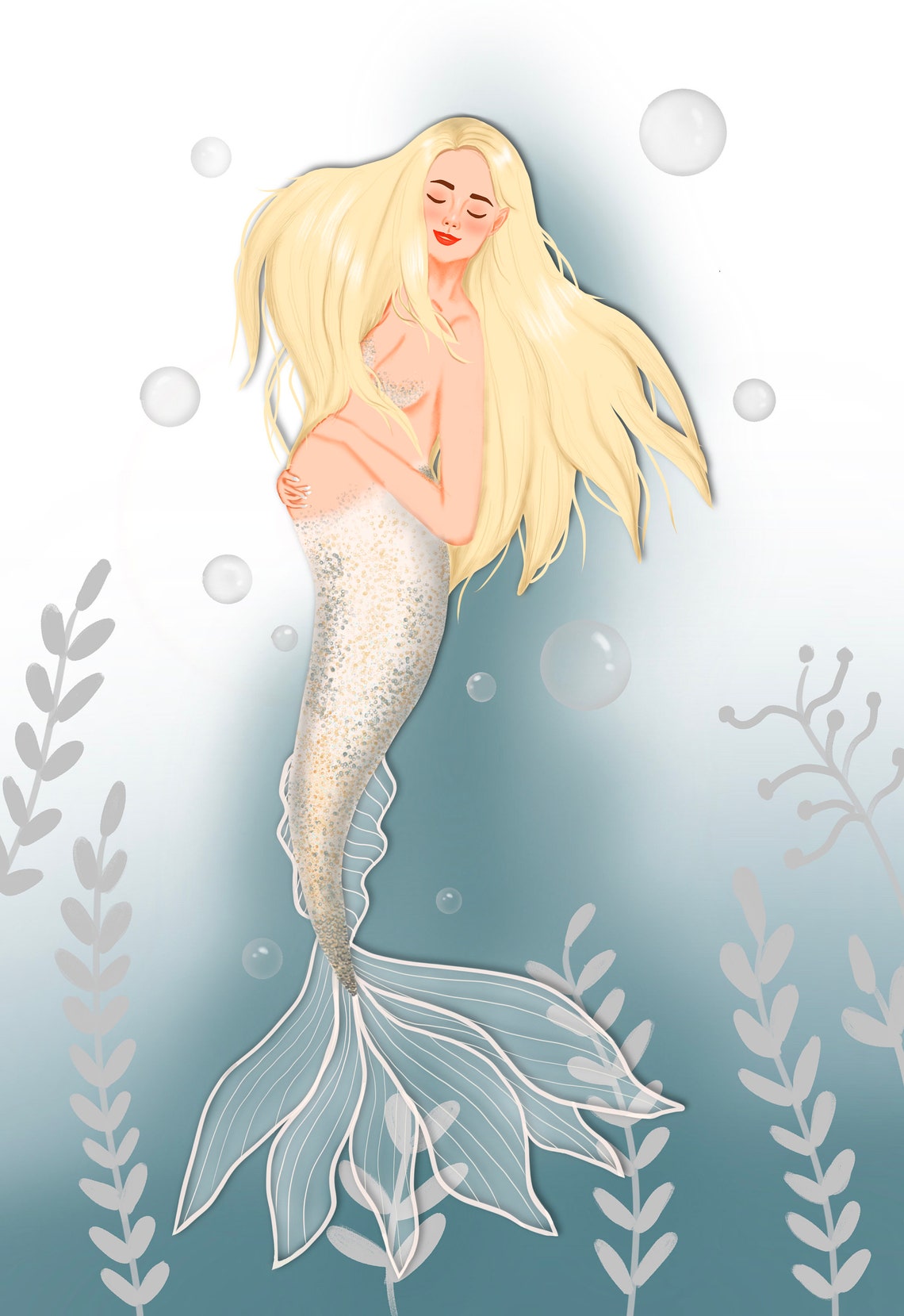 Pregnant Mermaid / Mother Mermaid / Mother's Day / Beautiful Mama