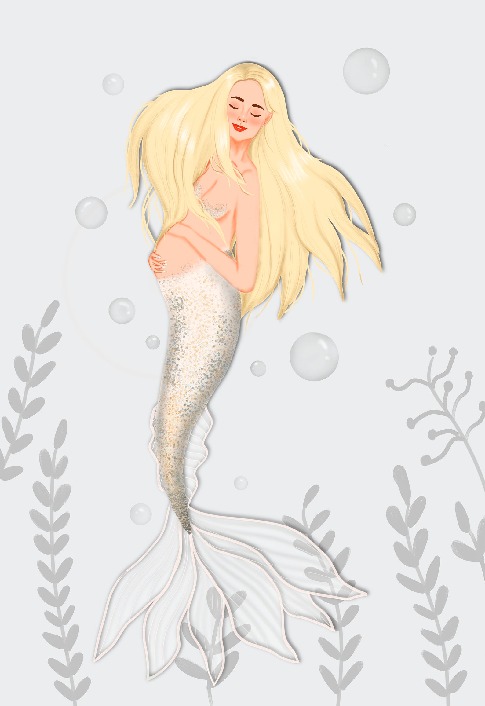 Pregnant Mermaid / Mother Mermaid / Mother's Day / Beautiful Mama