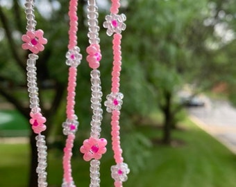 Daisy Beaded Necklace, Beaded Daisy Flower Choker