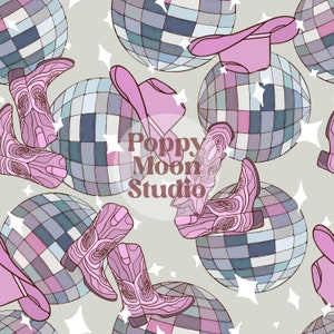 Pink Disco Cowgirl Seamless Repeat Pattern