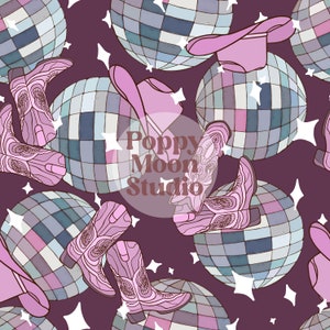 Pink Disco Cowgirl Hand Drawn Seamless Repeat Pattern