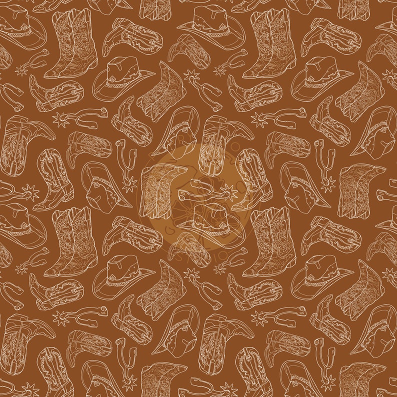 Cowboy Essentials Seamless Pattern / Hand Drawn Western Digital ...