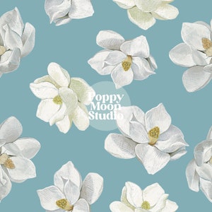 Motif de répétition sans couture de fleurs de magnolia dessinés à la main