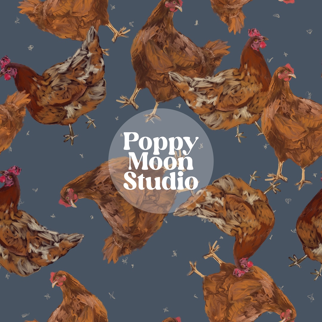 Chicken Seamless Repeat Pattern / Farm Hand Drawn Hens Surface Design ...