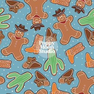 Biscoitos de gengibre de cowboy desenhados à mão padrão de repetição sem costura