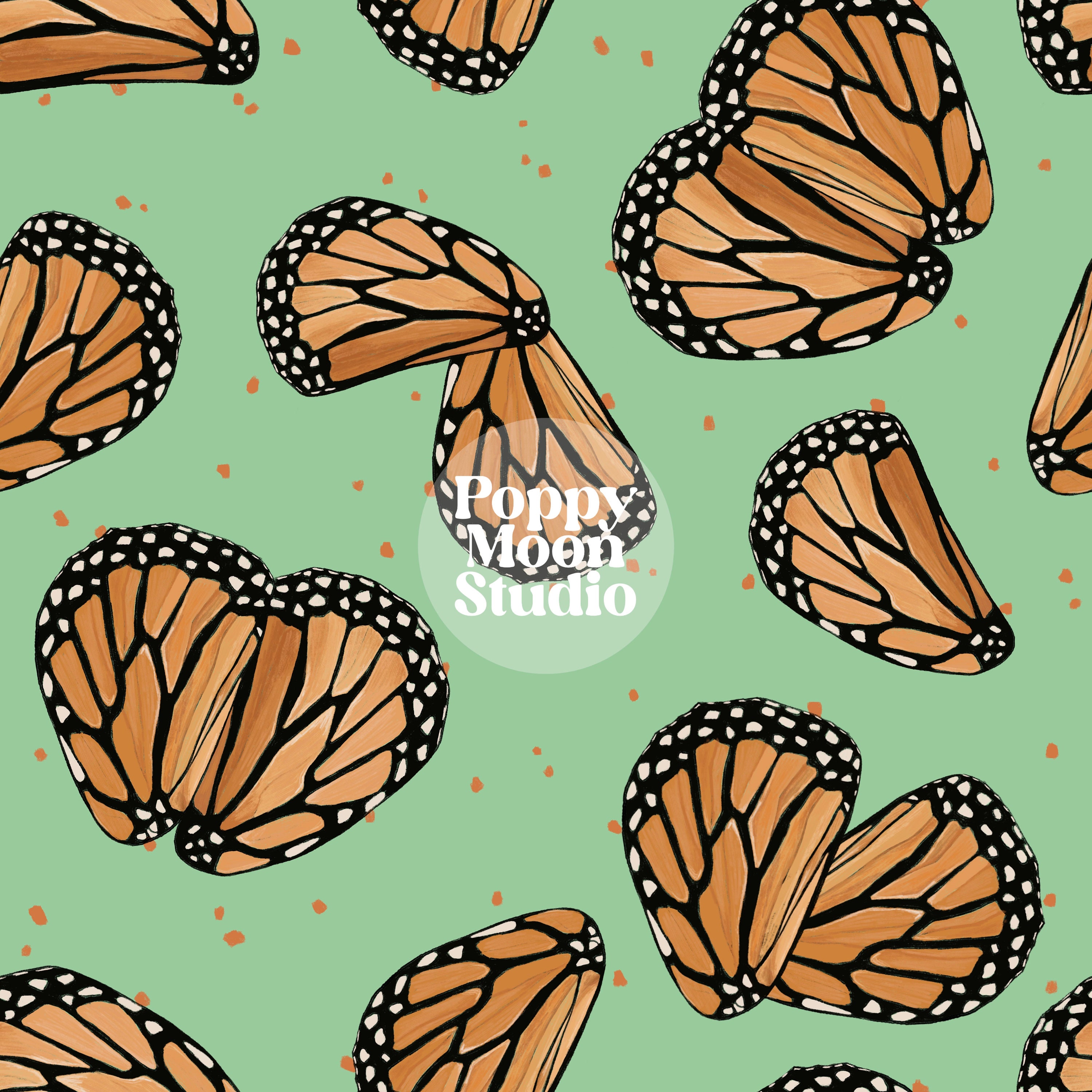Monarch Butterfly Wings Green Seamless Repeat Pattern - Etsy