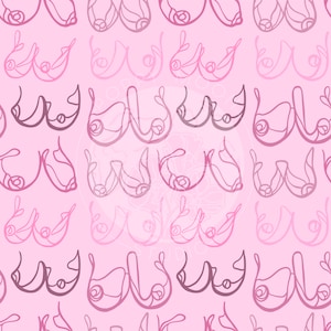 Boobies Seamless Pattern / Breasts Hand Drawn Digital Download