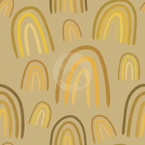 Yellow Gold Rainbows Seamless Pattern / Hand Drawn Digital Download