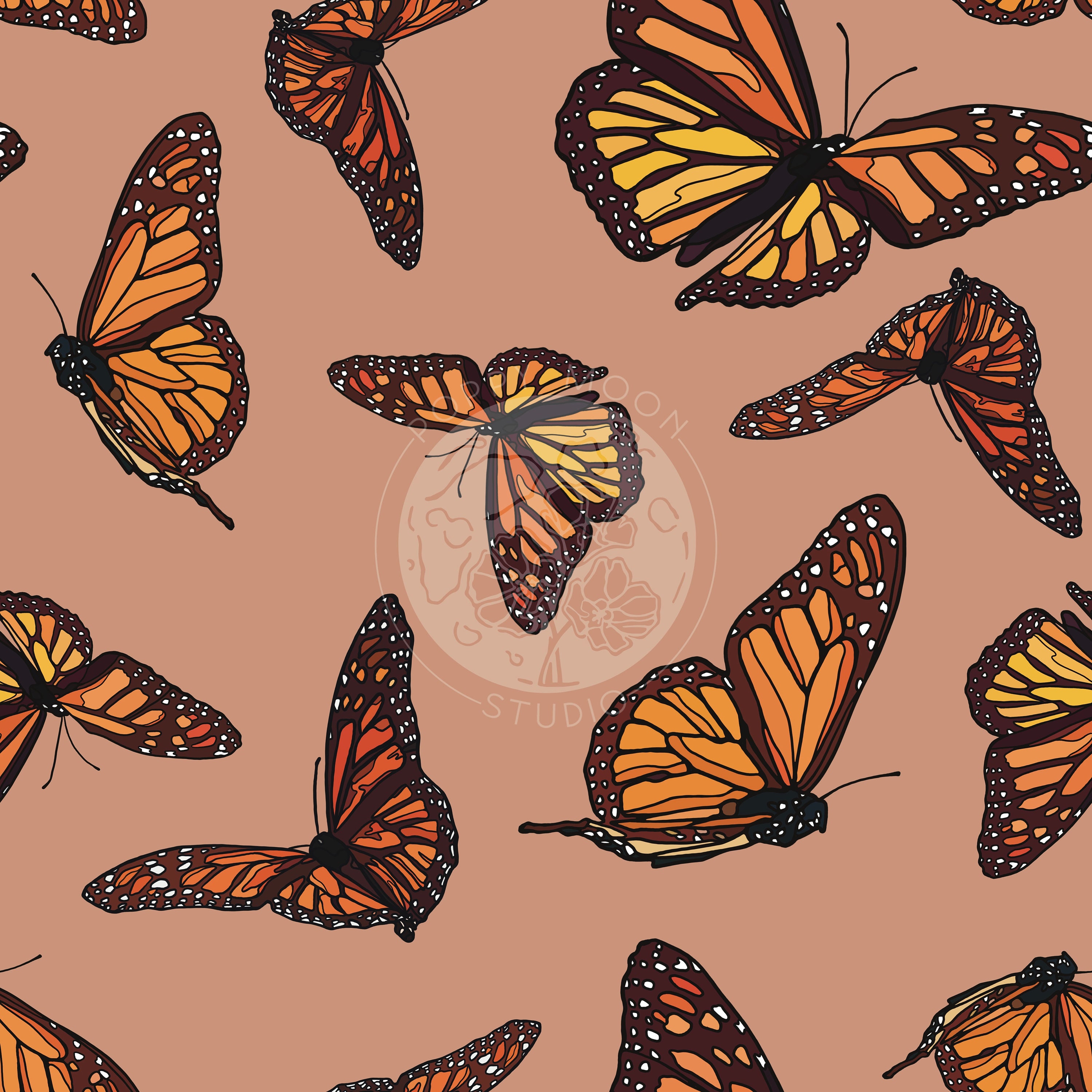 Monarch Butterfly Seamless Pattern / Hand Drawn Digital Download - Etsy