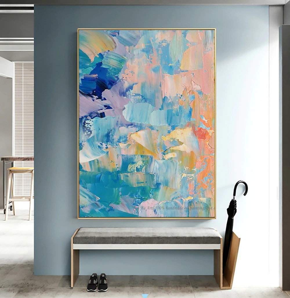 Handmade vintage Stretched Canvas Picture Abstract Horizontal Etsy