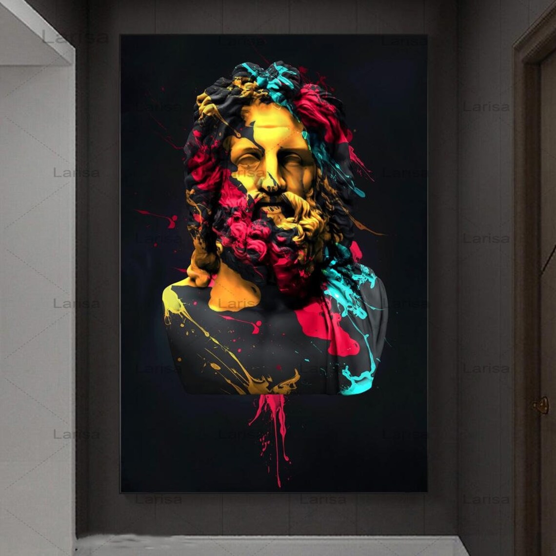 Greek Mythology Watercolor Canvas Oil Painting Handmade Wall Etsy