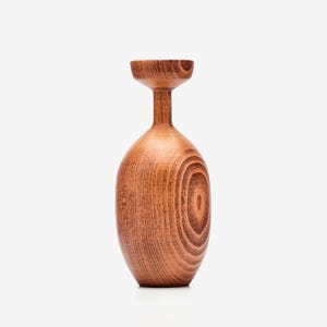 Hand Turned Wooden Vase - Modern Home Decor (18cm)
