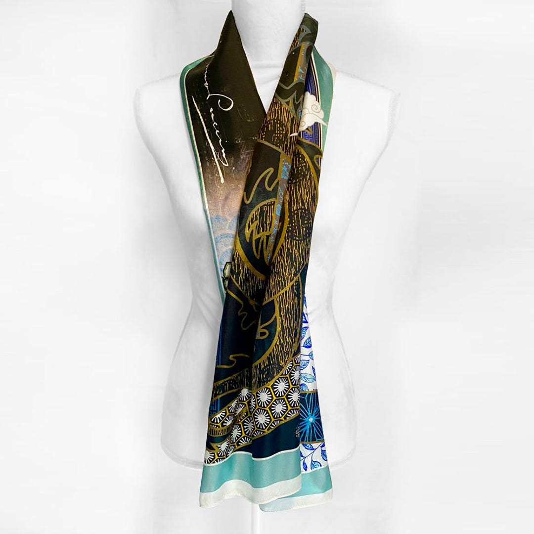 Turandot Silk Scarf, Puccini Opera, Music Score Design, Sun Moon