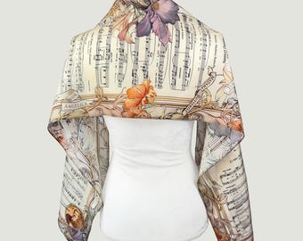 プッチーニ作曲家シルクスカーフ、楽譜デザイン、アールヌーボーデザイン