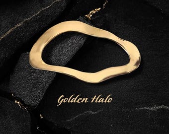 Anillo para bufanda Golden Halo, cierre de chal grande de metal orgánico