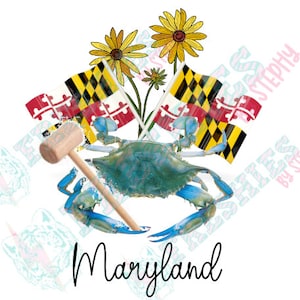 Maryland Pride Digital Download | Maryland Flag | Maryland Blue Crab PNG