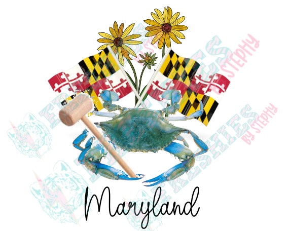 Maryland Pride Digital Download | Maryland Flag | Maryland Blue Crab PNG