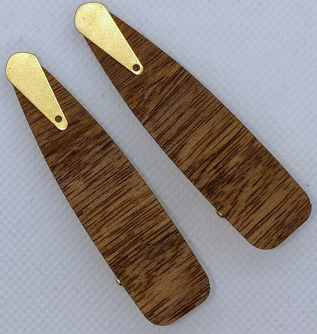 Set of 2 Walnut Laminate Hair Clips With a Raw Brass End Etsy