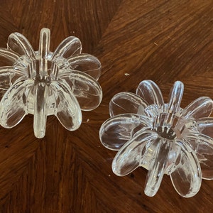 MCM Glass Starburst Taper candle holder set