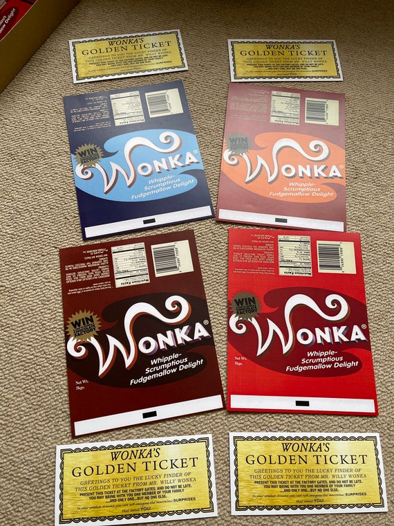 4X Willy Wonka Chocolate 2005 Full Set Gift Novelty Golden Ticket 100g Big  Bar 4