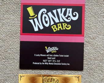 1 Willy Wonka Chocolate Bar Wrapper +1 Golden Ticket Magical Gift 1971 Original