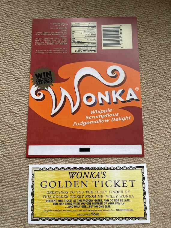 1 Envoltorio de Barra de Chocolate Willy Wonka 1 Boleto Dorado