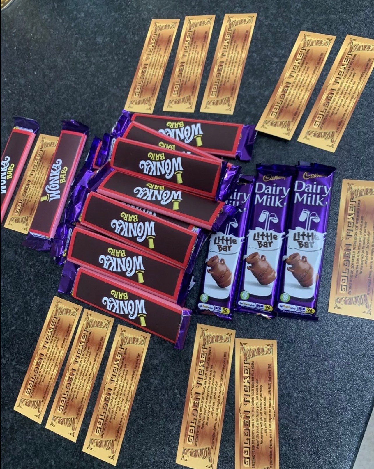 4X Willy Wonka Chocolate 2005 Full Set Gift Novelty Golden Ticket 100g Big  Bar 4