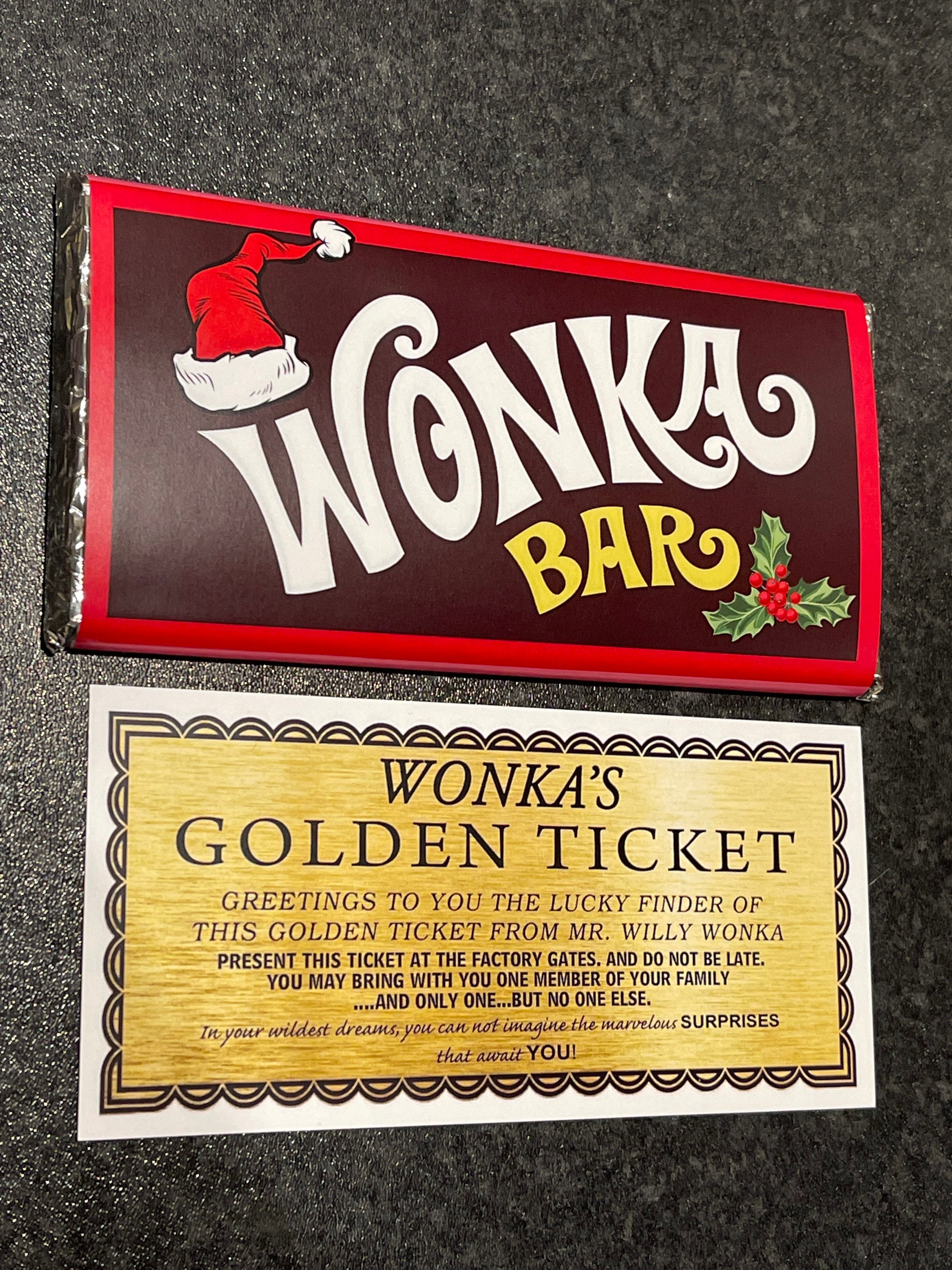 Willy Wonka 100g Christmas Chocolate Bar Large T Novelty Golden