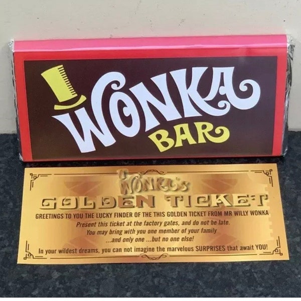Willy Wonka 100g Chocolate Bar LARGE ! Gift Novelty Golden Ticket 1971 Best Bar