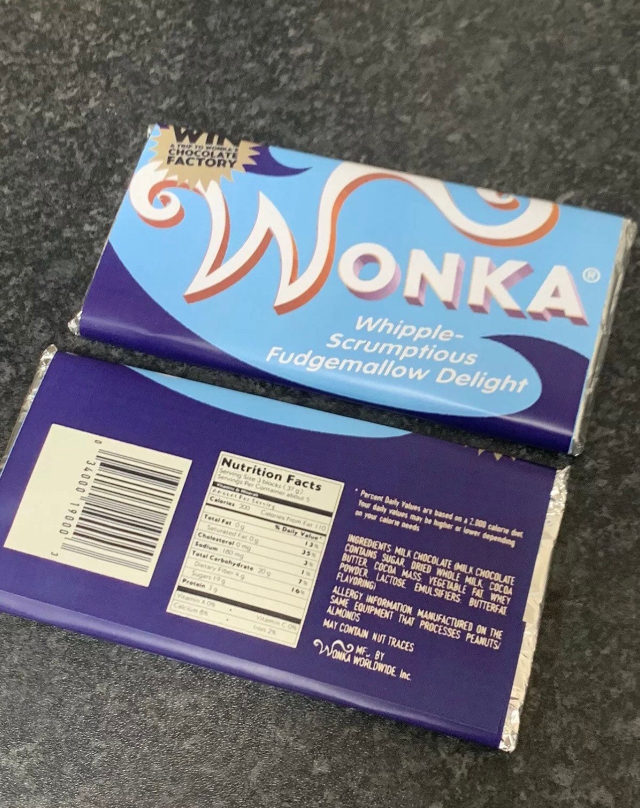Wonka Bar Chilly Chocolate Creme REPLICA Charlie and the Chocolate Factory  2005 -  Norway