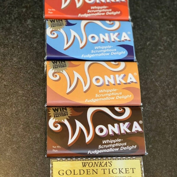 4X Willy Wonka Chocolate 2005 Juego completo Regalo Novedad Boleto dorado 100 g Barra grande 4