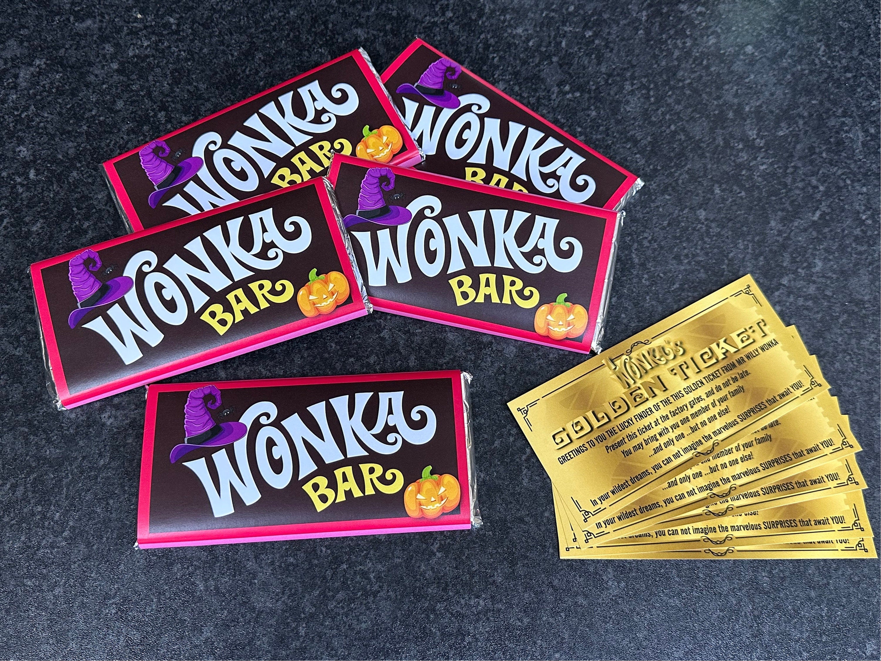 5x Willy Wonka 100g HALLOWEEN Chocolate Bar LARGE Gift Novelty Golden  Ticket 1971 Best Bar Pumpkin 