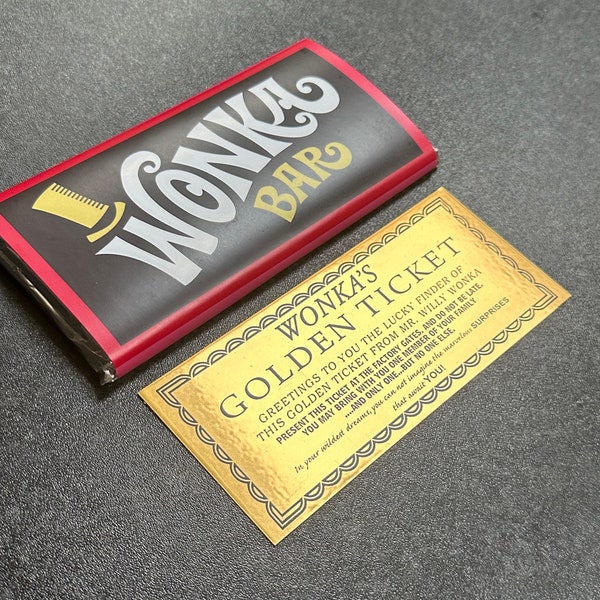 Willy Wonka 100g Chocolate Bar LARGE ! Gift Novelty With SHINY Carded Golden Ticket 1971