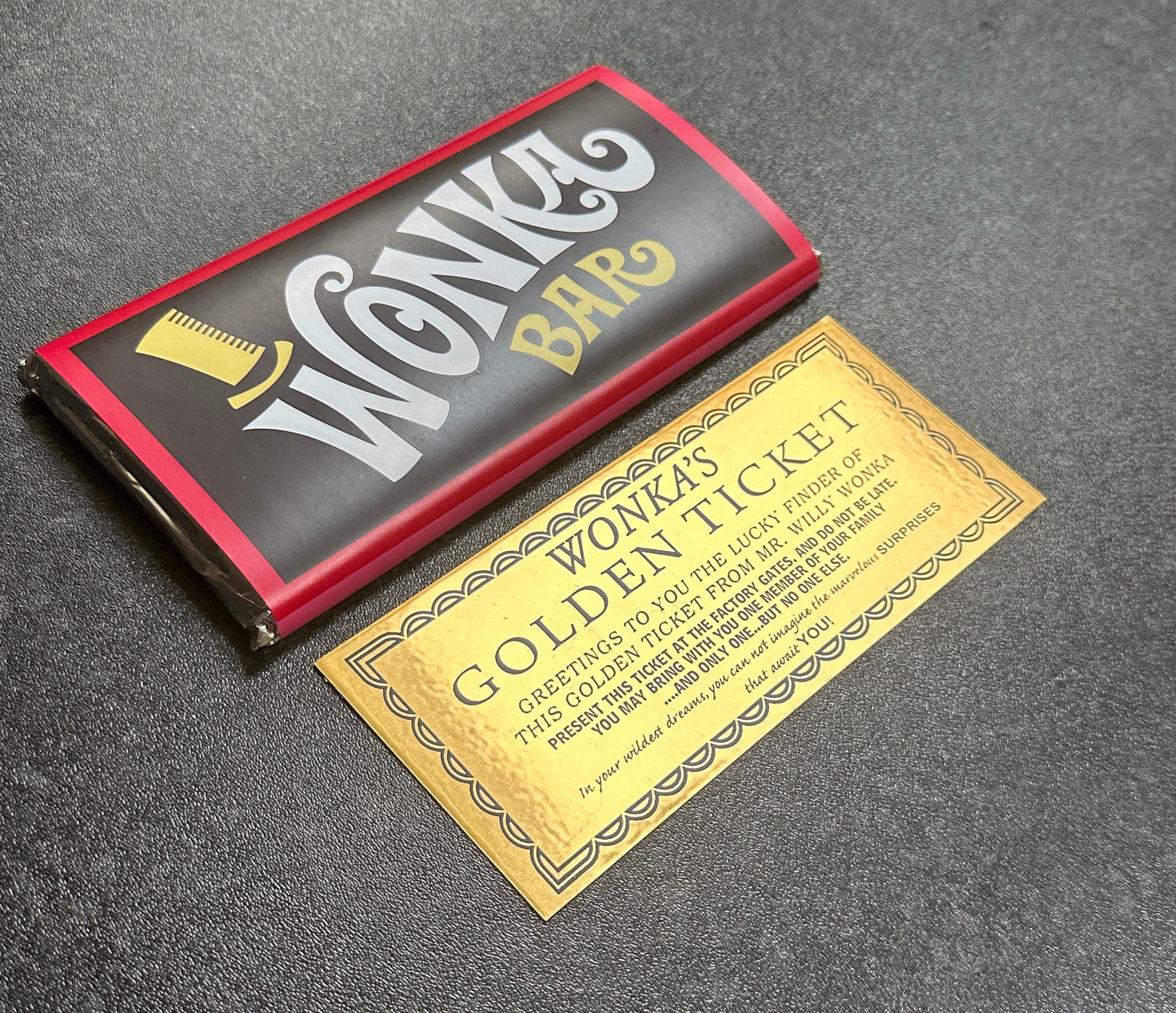 Willy Wonka 100g Chocolate Bar LARGE ! Gift Novelty With SHINY Carded Golden Ticket 1971