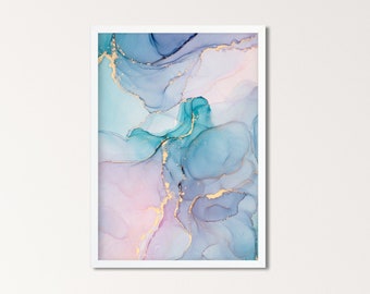 Ab 4,95 Euro | Aquarell Poster mit Gold Akzenten | Pastell | Abstrakte Kunst | Wallpaper | Wand Dekoration | Fließende Kunstmalerei | Marble