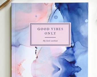 Notizbuch DIN A5 Aquarell | Notebook | Journal | Planner | Tagebuch | Softcover | Skizzenbuch |  Notizbuch | Schreibheft | Good Vibes Only