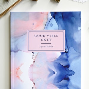 Notizbuch DIN A5 Aquarell | Notebook | Journal | Planner | Tagebuch | Softcover | Skizzenbuch |  Notizbuch | Schreibheft | Good Vibes Only