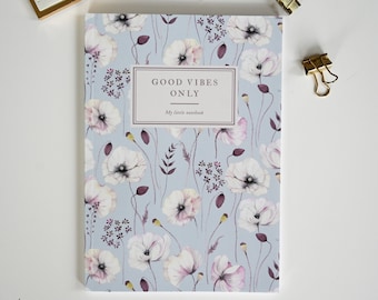 Notizbuch DIN A5 floral | Notebook | Journal | Planner | Tagebuch | Mohnblumen | Softcover |  Notizbuch | Schreibheft | Good Vibes Only