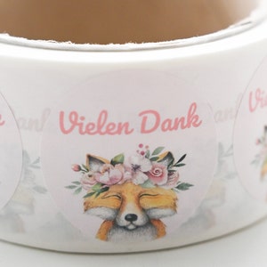Ab 3,30 Euro | 10 Stk. | Danke Sticker | Aufkleber rund | 4cm | Etiketten | Geschenk | Tiersticker |  Gastgeschenke | Kindergeburtstag