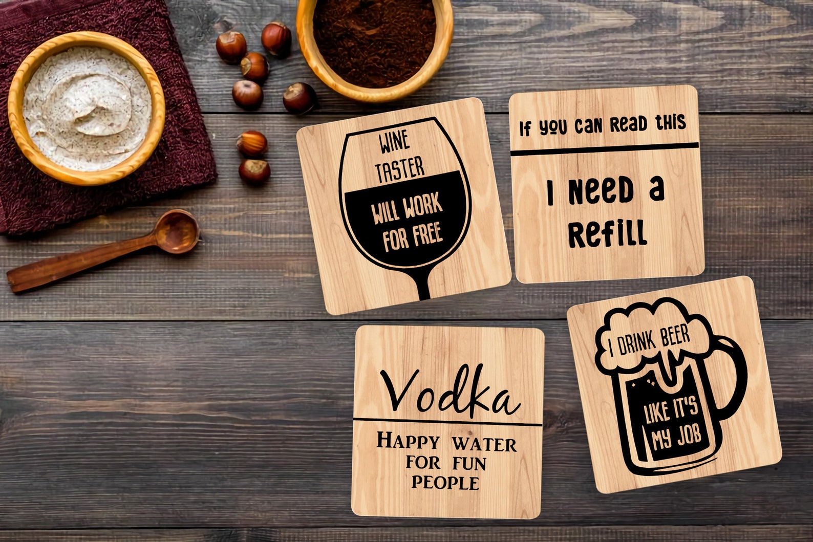 Funny Drinking Coasters Set of 4 Drink Coasters Funny Etsy