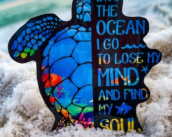 Sea Turtle Sticker - Weatherproof Sticker - Into the Ocean Sea Turtle Sticker