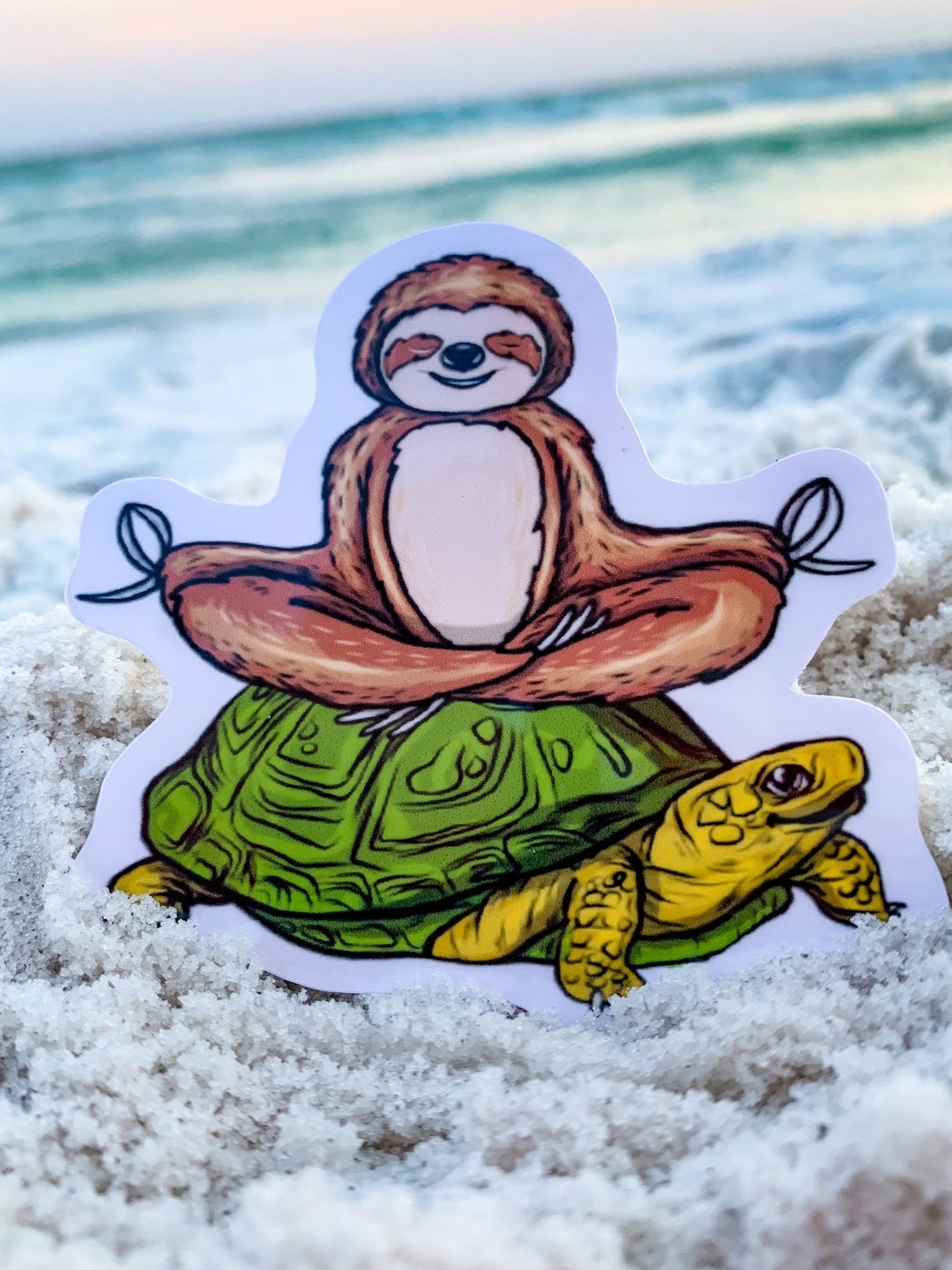 Sloth Sticker - Sea Turtle Sticker - Sloth Sea Turthle Sticker - Etsy