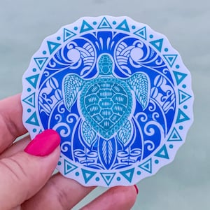 Sea Turtle Sticker - Weatherproof Sticker - Coastal Sea Turtle Sticker