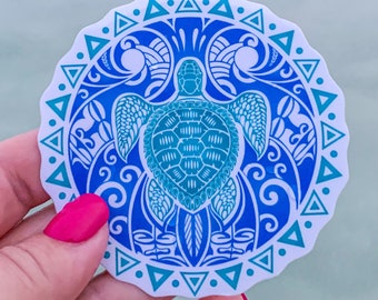 Sea Turtle Sticker - Weatherproof Sticker - Coastal Sea Turtle Sticker