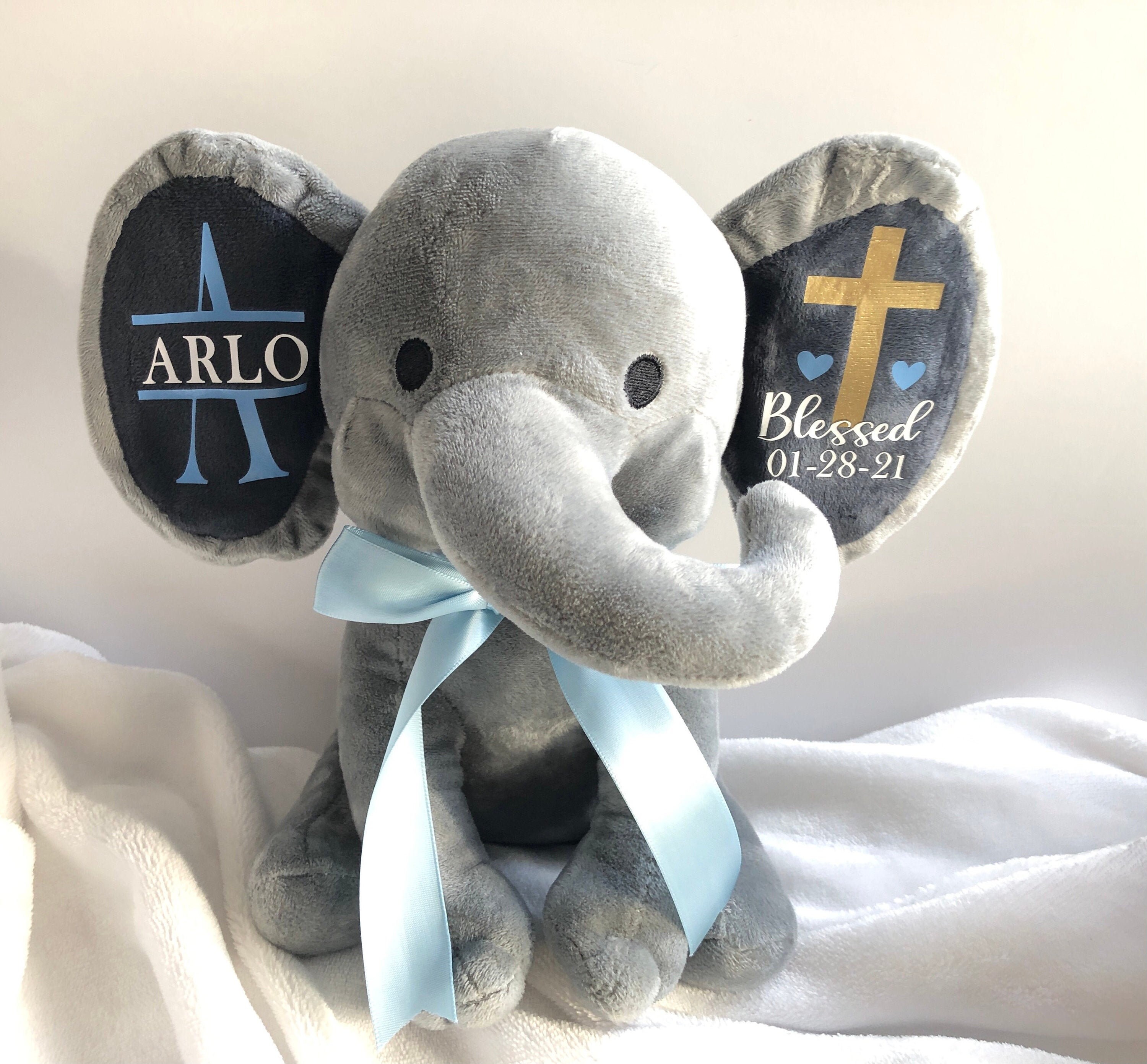 Baptism Gift Personalized Elephant Christening Gift Godparent Etsy