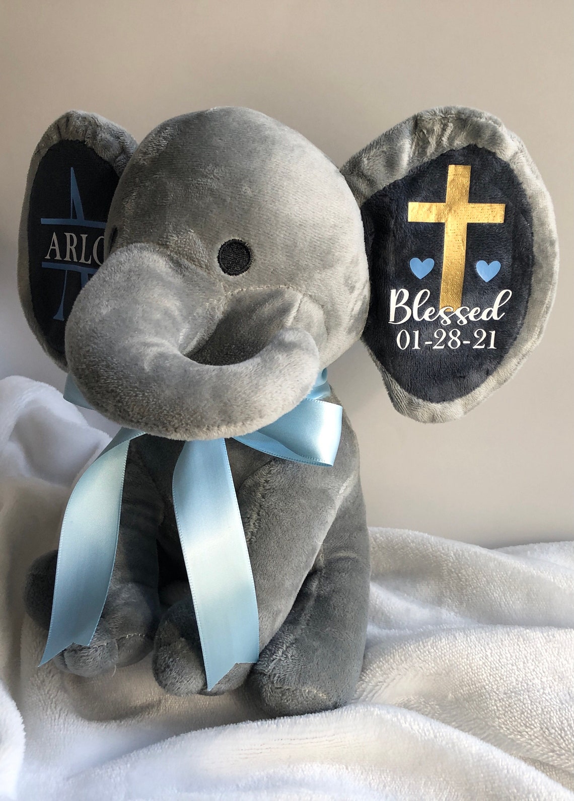 Baptism Gift Personalized Elephant Christening Gift Godparent Etsy