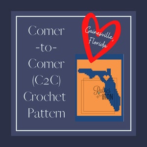 Gainesville FL crochet large throw blanket pattern, c2c graphgan pattern, Florida Gator fan gift, corner to corner blanket, home decor