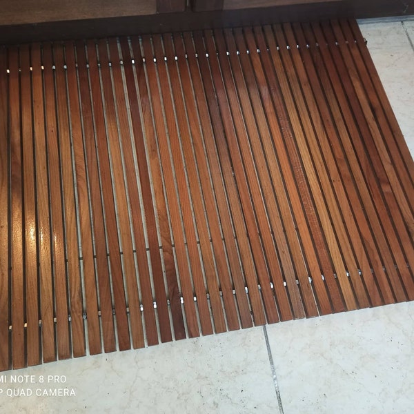 Whitecap Roll-Up Shower Mat - Teak main image 1